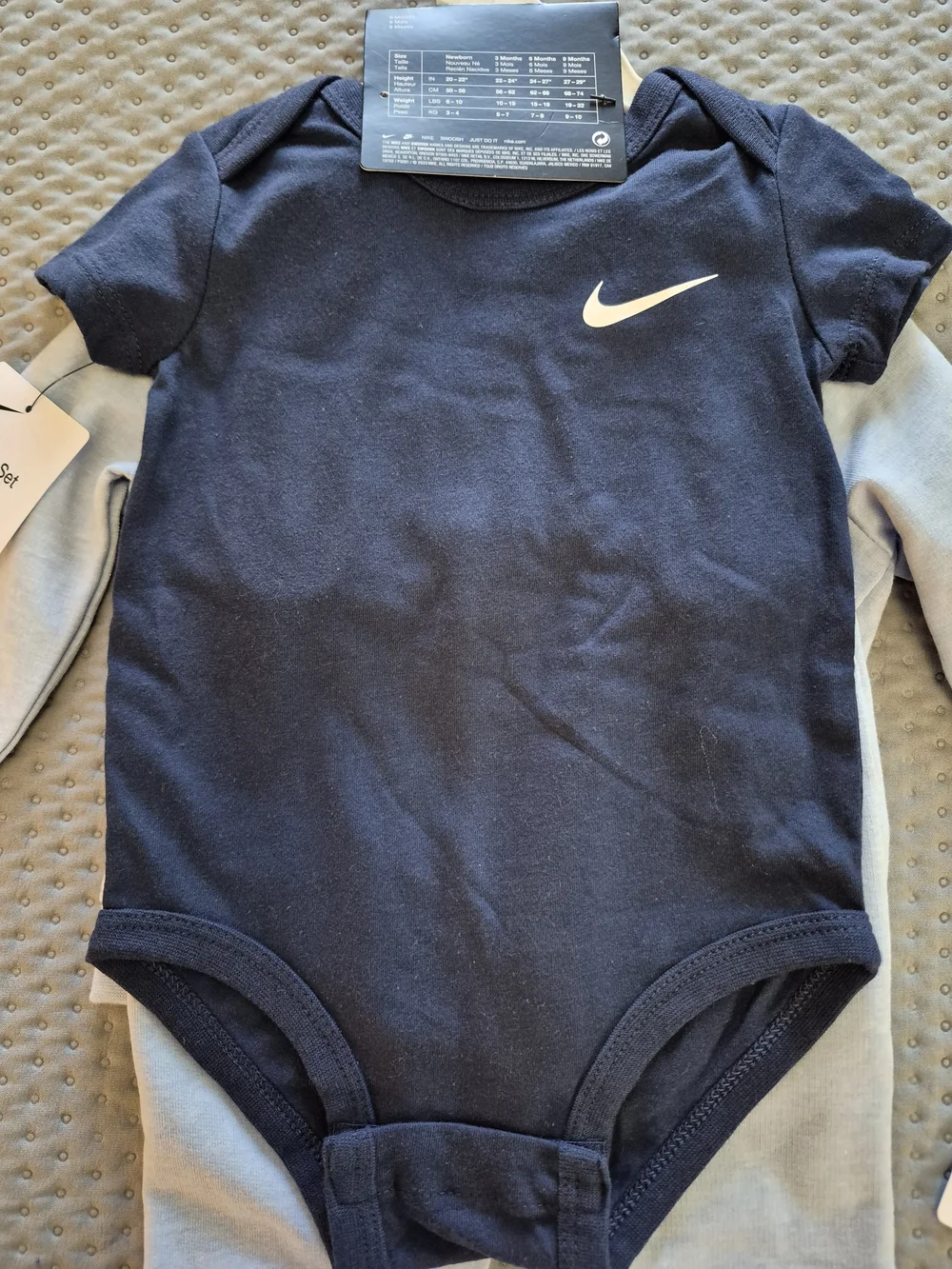NWT Nike 3-Piece Set Light Blue Hoodie + Joggers with Navy Tee Bodysuit - 6M